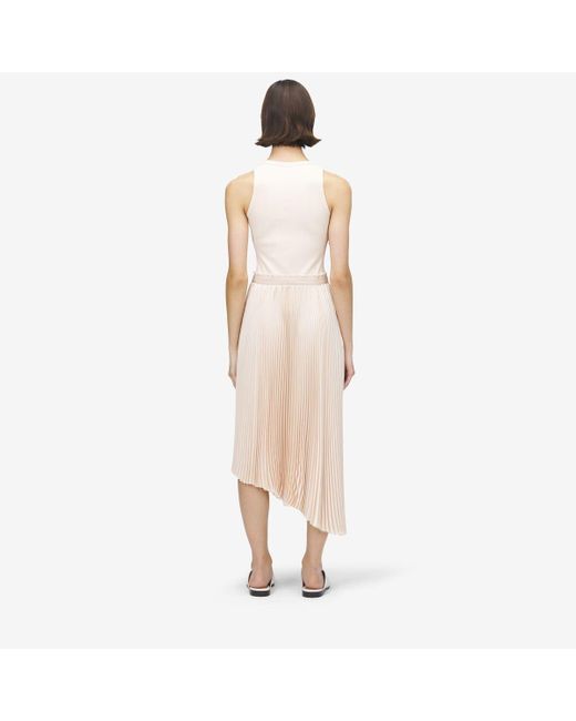Alexander McQueen Natural Cotton Rib Asymmetric Midi Dress