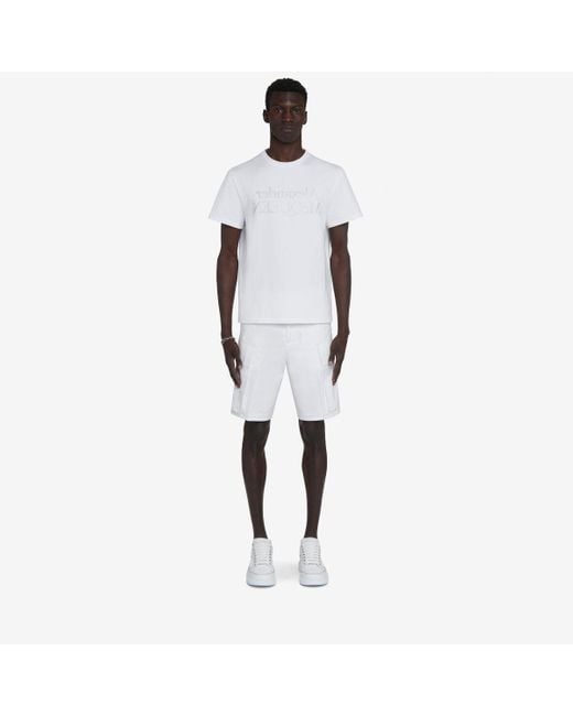 T-shirt à logo réfléchissant Alexander McQueen pour homme en coloris White