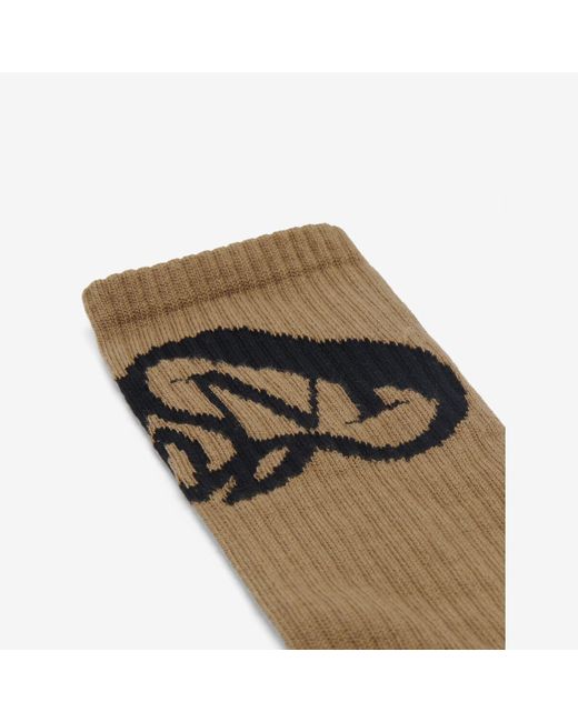 Alexander McQueen Brown Logo-intarsia Ribbed Socks for men