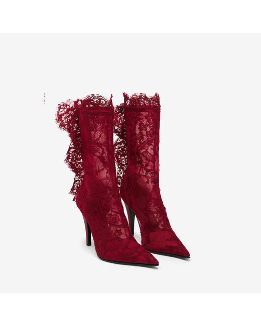 Alexander McQueen Red Heron Lace Boot