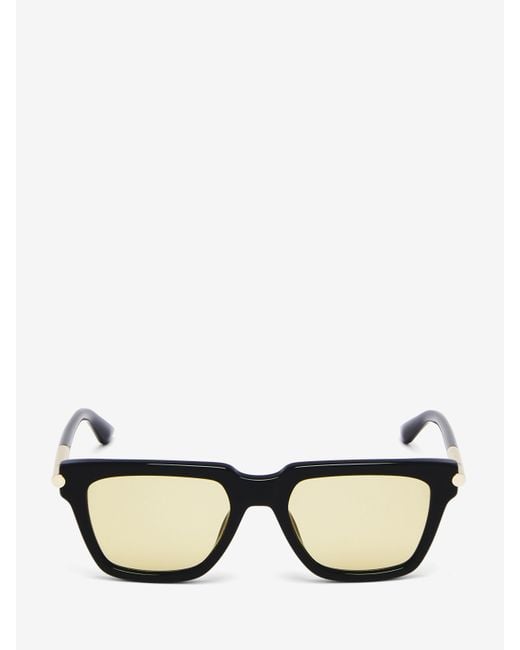Alexander McQueen Black T-Bar Icon Square Sunglasses for men