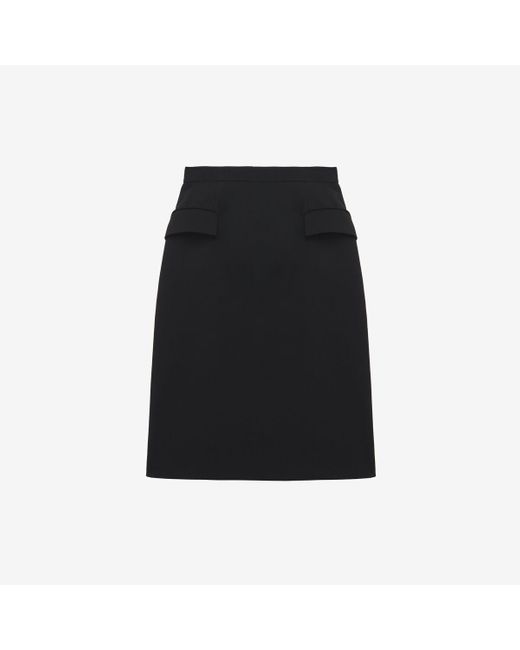 Alexander McQueen Black Wool Gabardine Pencil Skirt