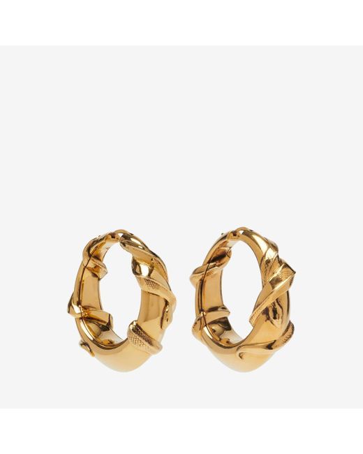 Alexander McQueen Metallic Gold Snake Hoop Earrings
