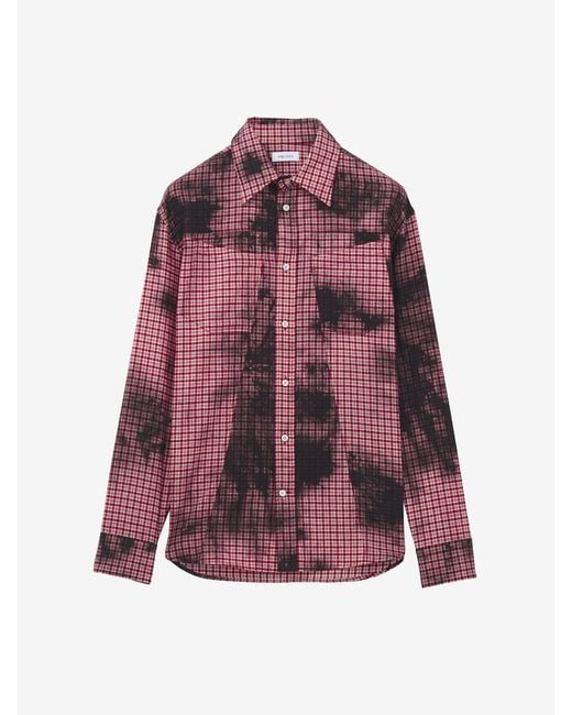 McQueen Purple Flannel Check Tie-Dye Shirt for men