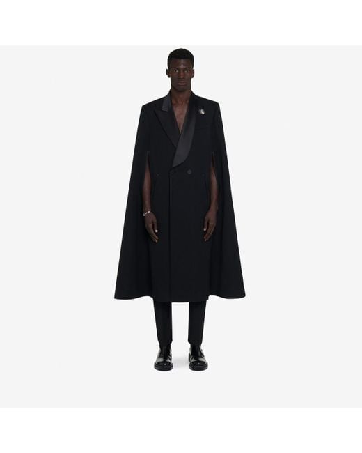 Manteau cape ajusté Alexander McQueen pour homme en coloris Black