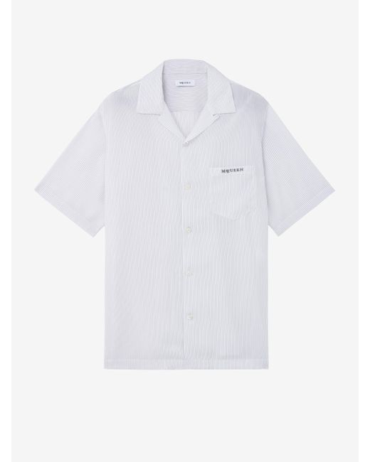 Camicia Hawaiana A Righe di Alexander McQueen in White da Uomo