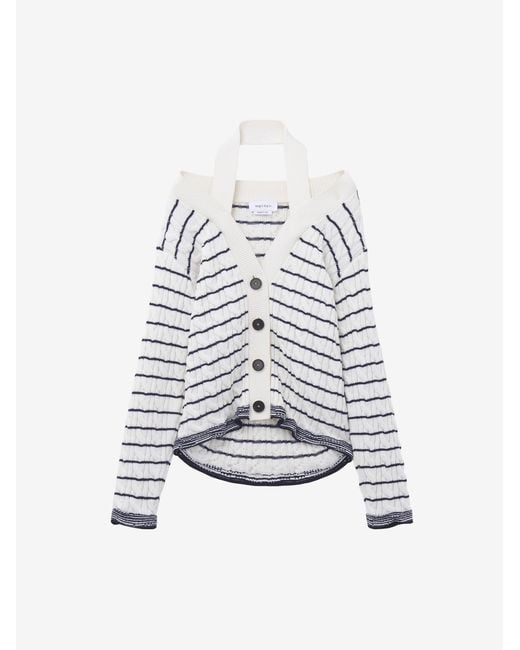 Cardigan A Righe Con Spalle Scoperte di McQueen in White