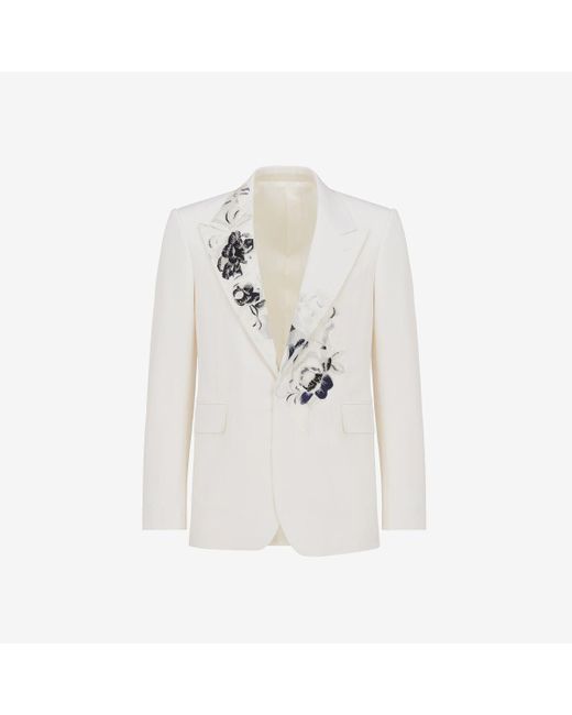 Alexander McQueen White Dutch Flower Single-breasted Jacket for men