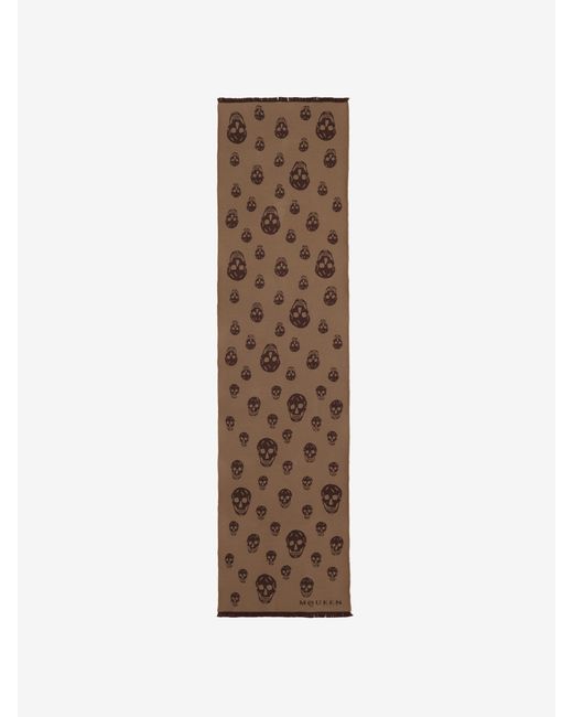 McQueen Natural Skull Wool Jacquard Scarf