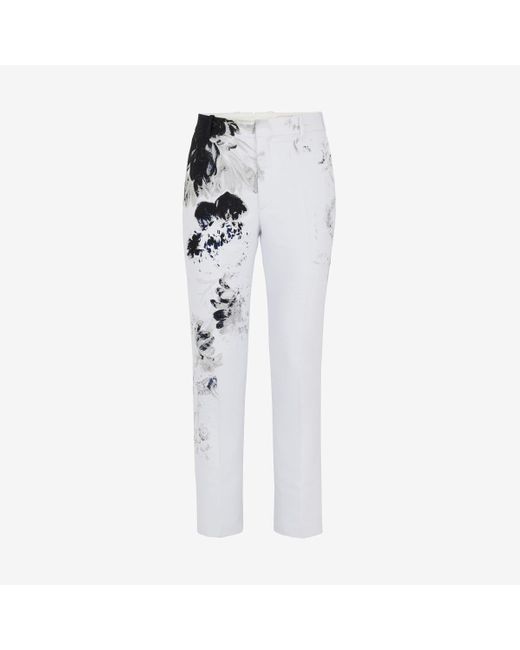 Alexander McQueen White Multicoloured Tailored Cigarette Trousers for men
