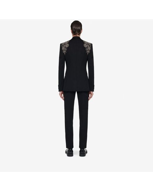 Alexander McQueen Black Embroidered Harness Single-breasted Jacket for men