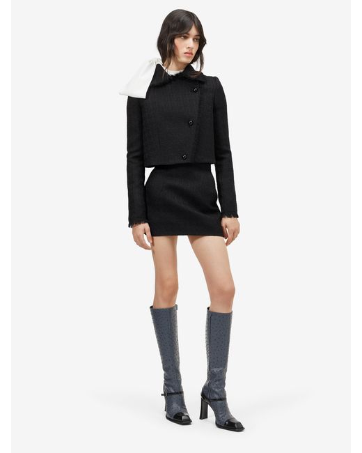 McQueen Black Light Tweed Cropped Jacket