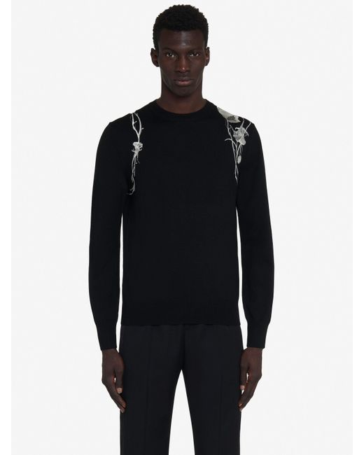 Maglione con harness pressed flower di Alexander McQueen in Black da Uomo