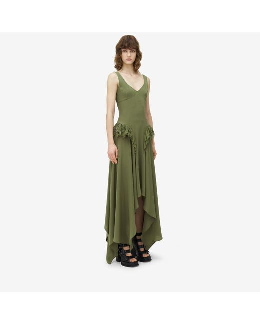 Alexander McQueen ドレープ イブニングドレス Green