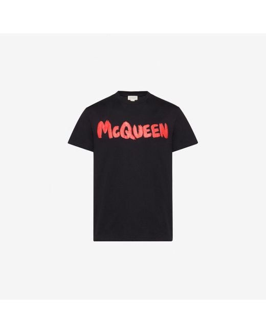 T-shirt mcqueen graffiti di Alexander McQueen in Black da Uomo