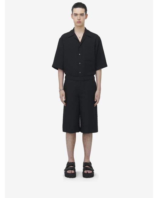 McQueen Black Skull Jacquard Shorts for men
