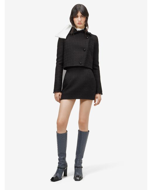 McQueen Black Light Tweed Mini Skirt