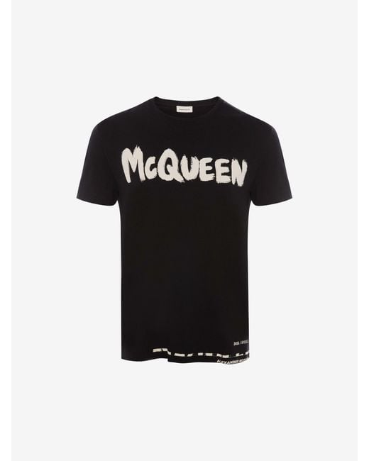 Alexander McQueen Mcqueen Graffiti T-shirt In Black for Men - Save 57% ...