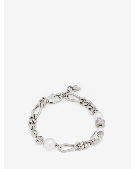 Bracciale Skull Con di Alexander McQueen in White da Uomo