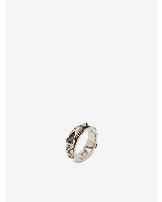Alexander McQueen White Dancing Skeleton Ring for men