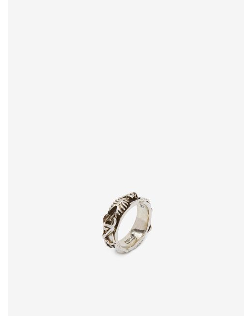 McQueen White Dancing Skeleton Ring for men