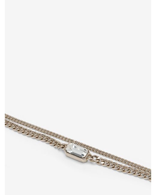 McQueen Metallic Skull & Crystal Bracelet