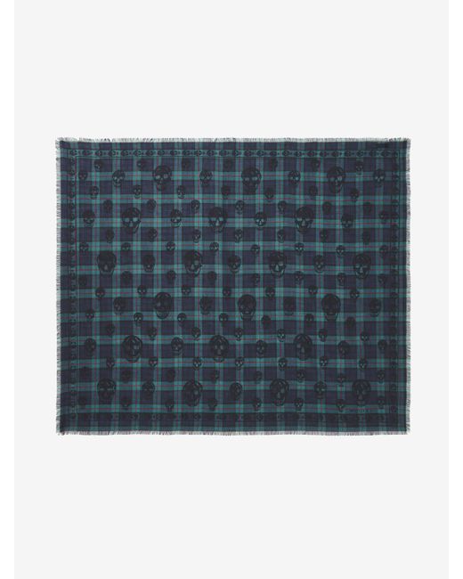 Alexander McQueen Tartan Skull Foulard in Blue für Herren