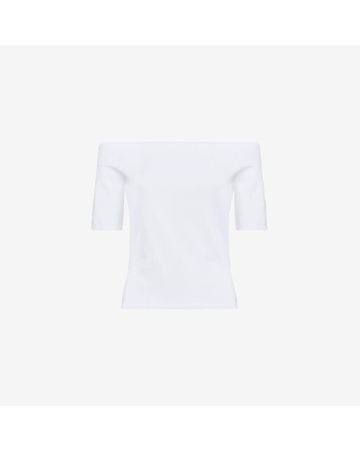 Alexander McQueen White Off-the-shoulder Knit Top