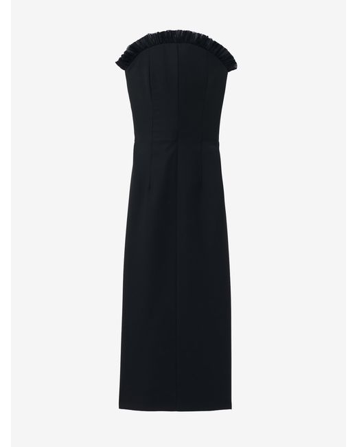 McQueen Black Crepon Trim Evening Dress