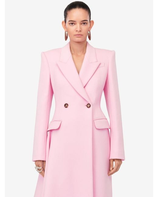 Alexander McQueen Pink Midi Draped Coat