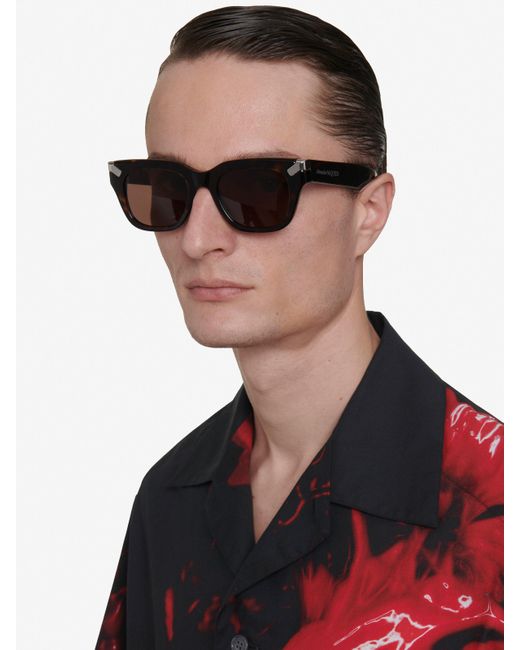 Alexander McQueen Multicolor Brown Punk Rivet Square Sunglasses for men