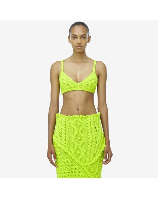 Alexander McQueen Green Yellow Cable Knit Bra