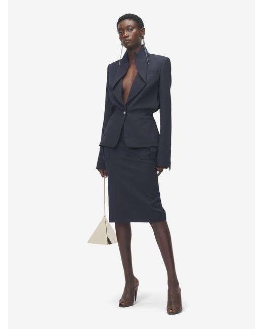 McQueen Blue Folded Lapel Single-Breasted Jacket