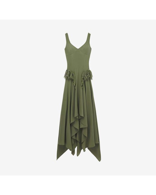 Alexander McQueen ドレープ イブニングドレス Green