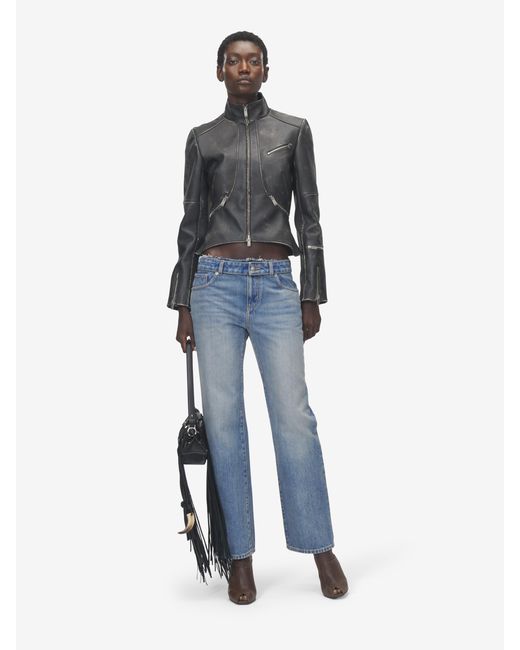 McQueen Blue Deconstructed Waist Jeans