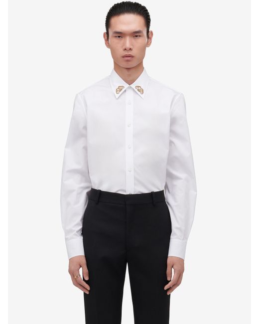 Alexander McQueen Hemd mit besticktem kragen in White für Herren