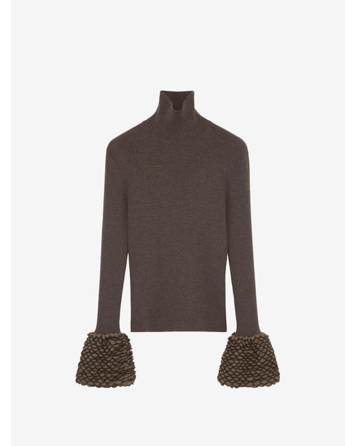McQueen Brown Knit Feathers Top