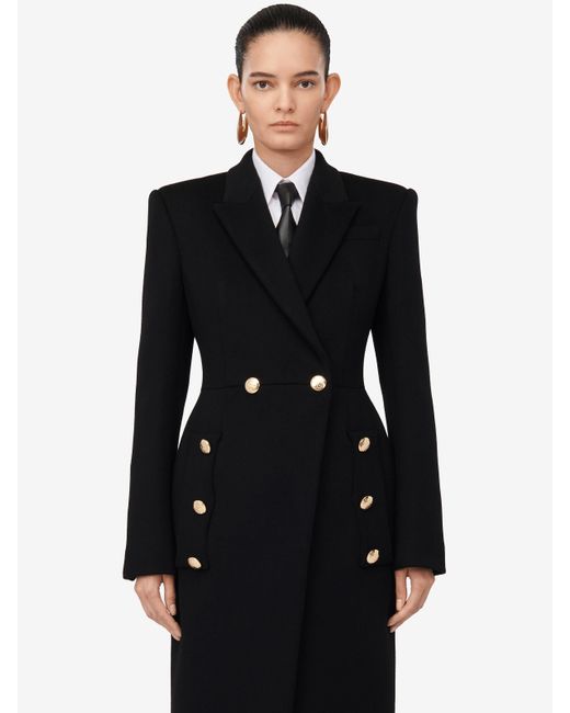 Alexander McQueen Black Double-breasted Military Coat