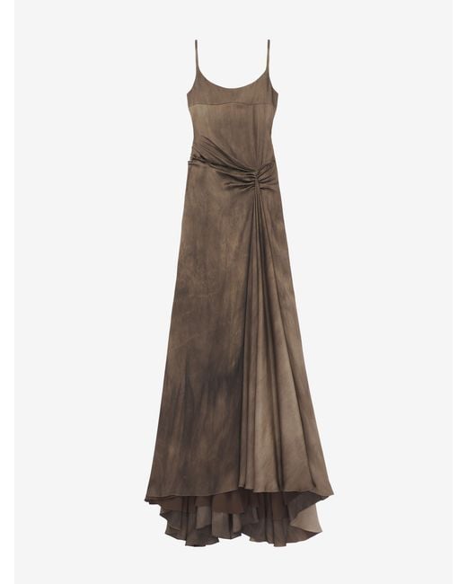 McQueen Natural Asymmetric Drape Evening Dress