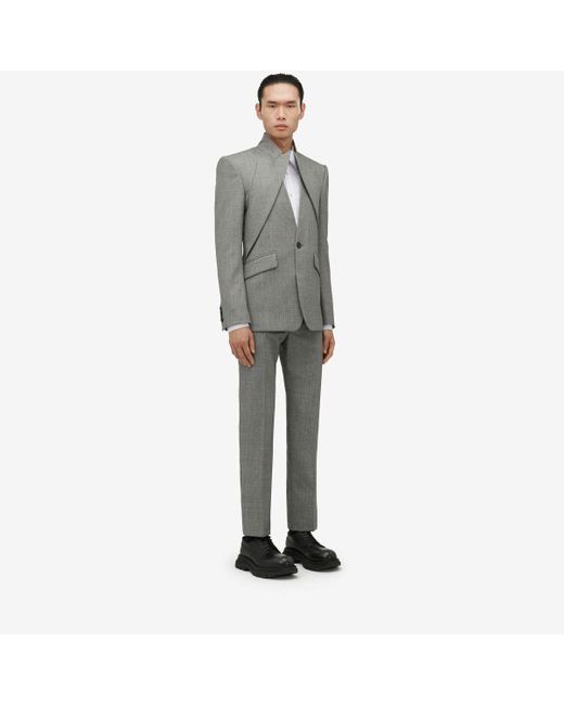 Veste à boutonnage simple et revers torsadé Alexander McQueen pour homme en coloris Gray