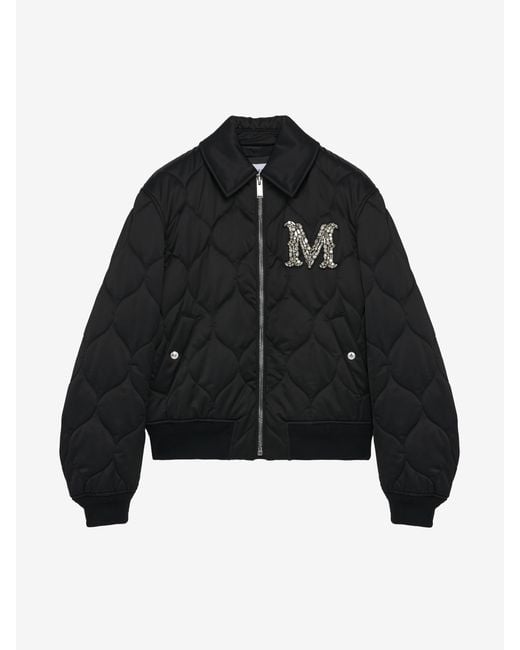 McQueen Blue Crystal Logo Quilted Jacket for men