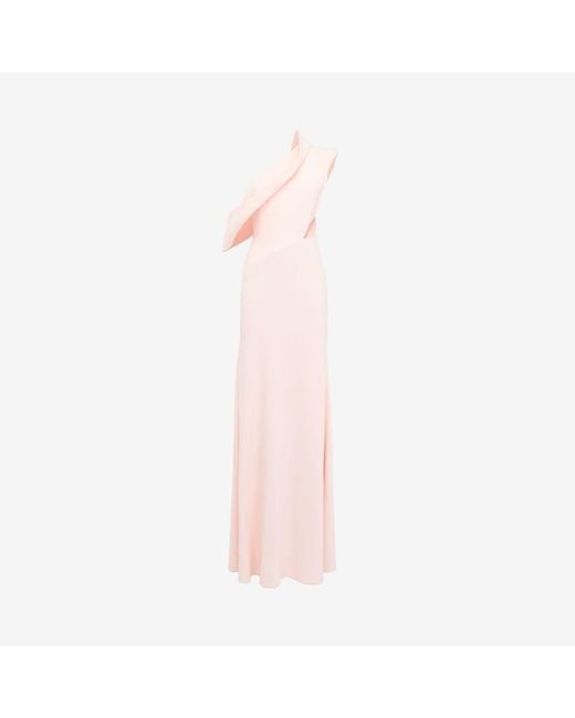 Alexander McQueen Pink Asymmetric Draped Evening Dress