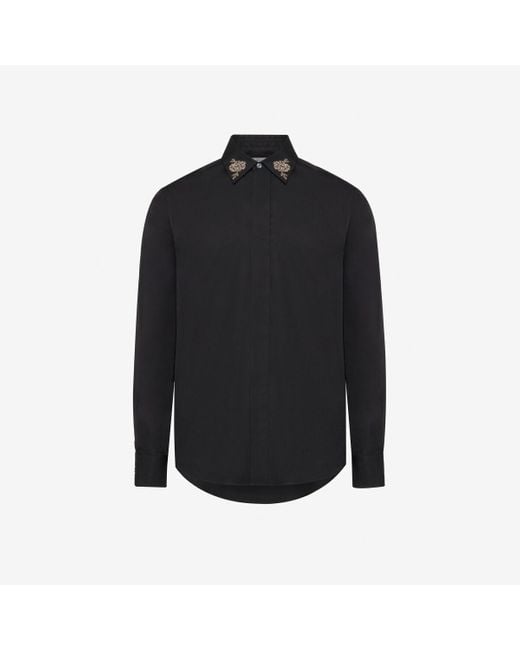 Chemise à col brodé Alexander McQueen pour homme en coloris Black