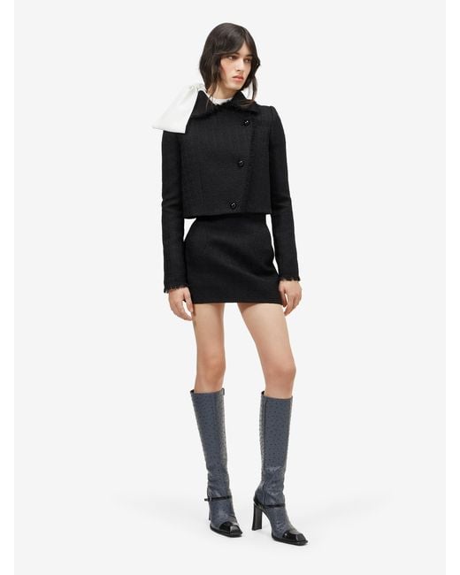 McQueen Black Light Tweed Cropped Jacket