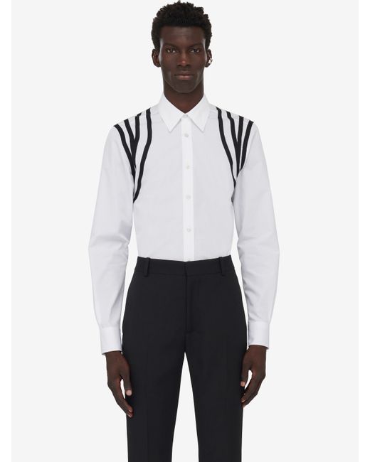Alexander McQueen White Harness Tape Cotton Shirt for men