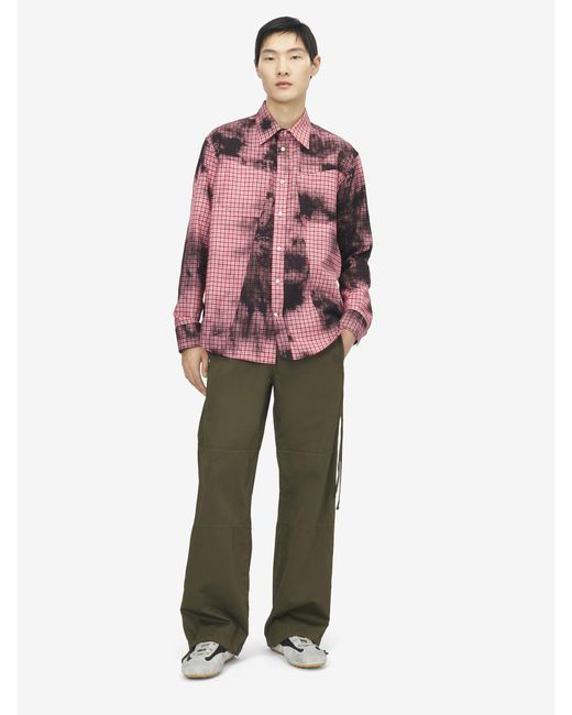 McQueen Purple Flannel Check Tie-Dye Shirt for men