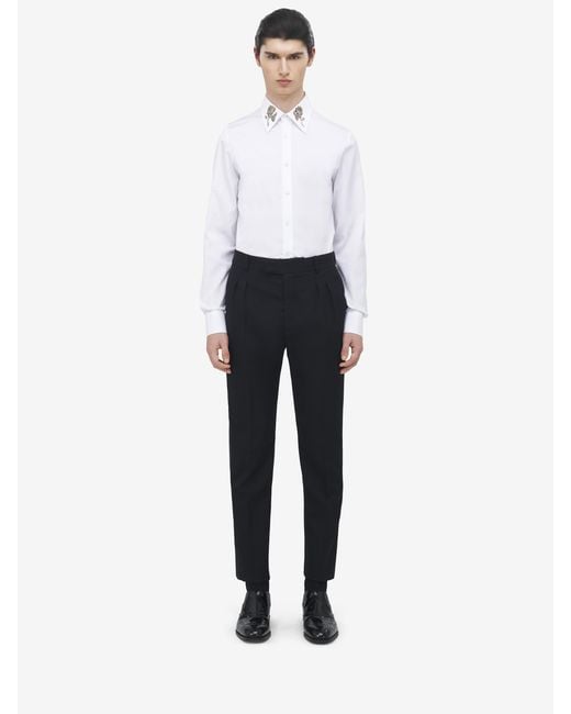 McQueen White Pleat Detail Tuxedo Trousers for men