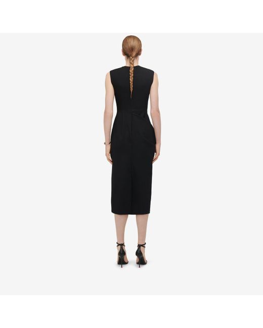Alexander McQueen Black Drape Detail Pencil Dress