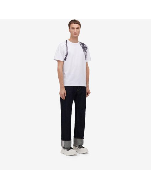 Alexander McQueen White Multicoloured Fold Harness T-shirt for men