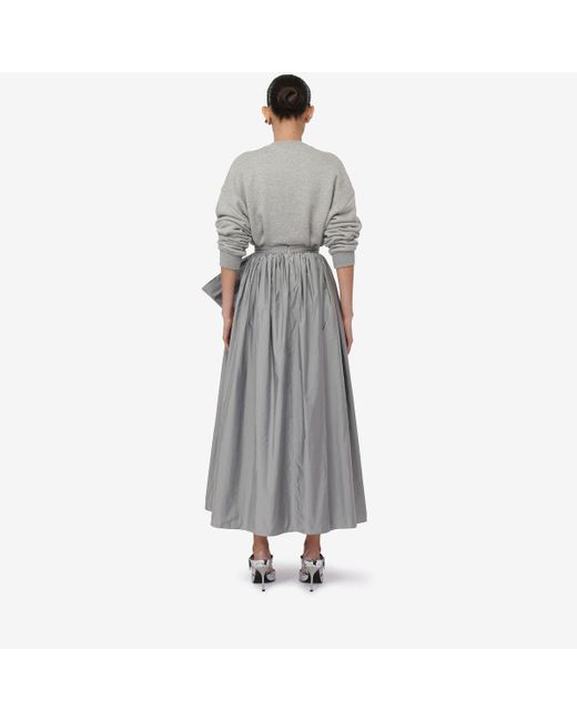 Alexander McQueen Gray Bow Detail Gathered Midi Skirt